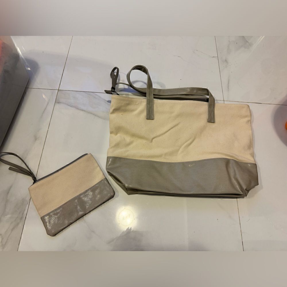 Cute canvas tote bag with a little bag #18